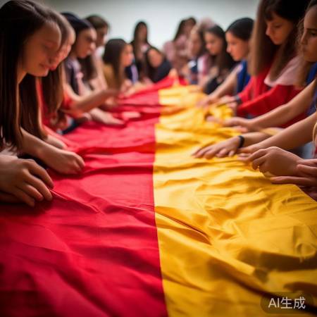 姑娘叠国旗，敬祖国热爱